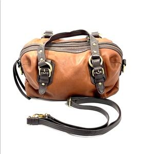 Lucky Brand Two Tone Leather Satchel/Crossbody Purse